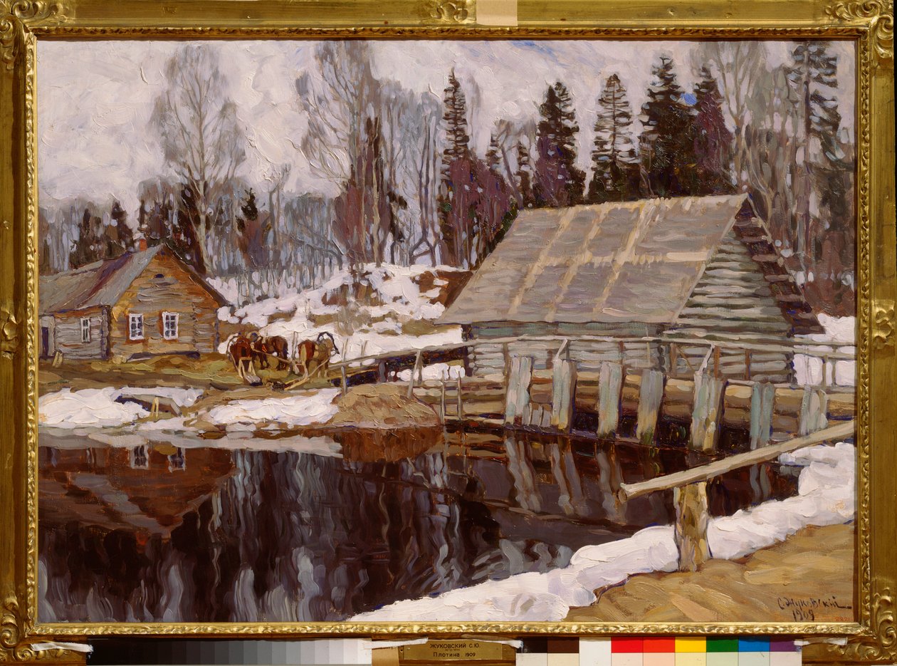 En blokkade. Maleri av Stanislav Yulianovich Zhukovsky (Zhukovsky) (1873-1944), olje på lerret av Stanislav Joulianovitch Joukovski