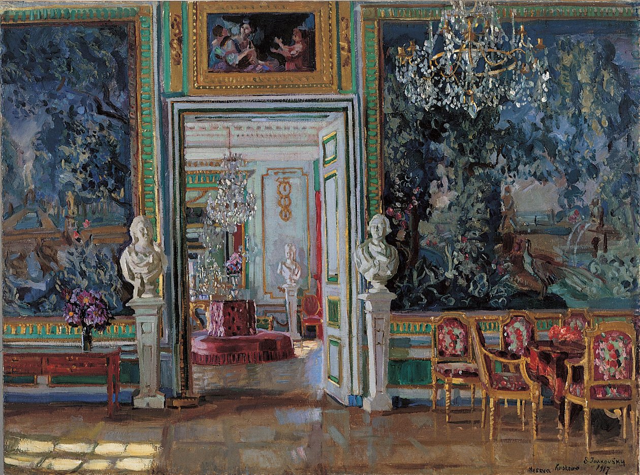 Interiør i Kuskovo-palasset, 1917 av Stanislav Julianovic Zukovskij