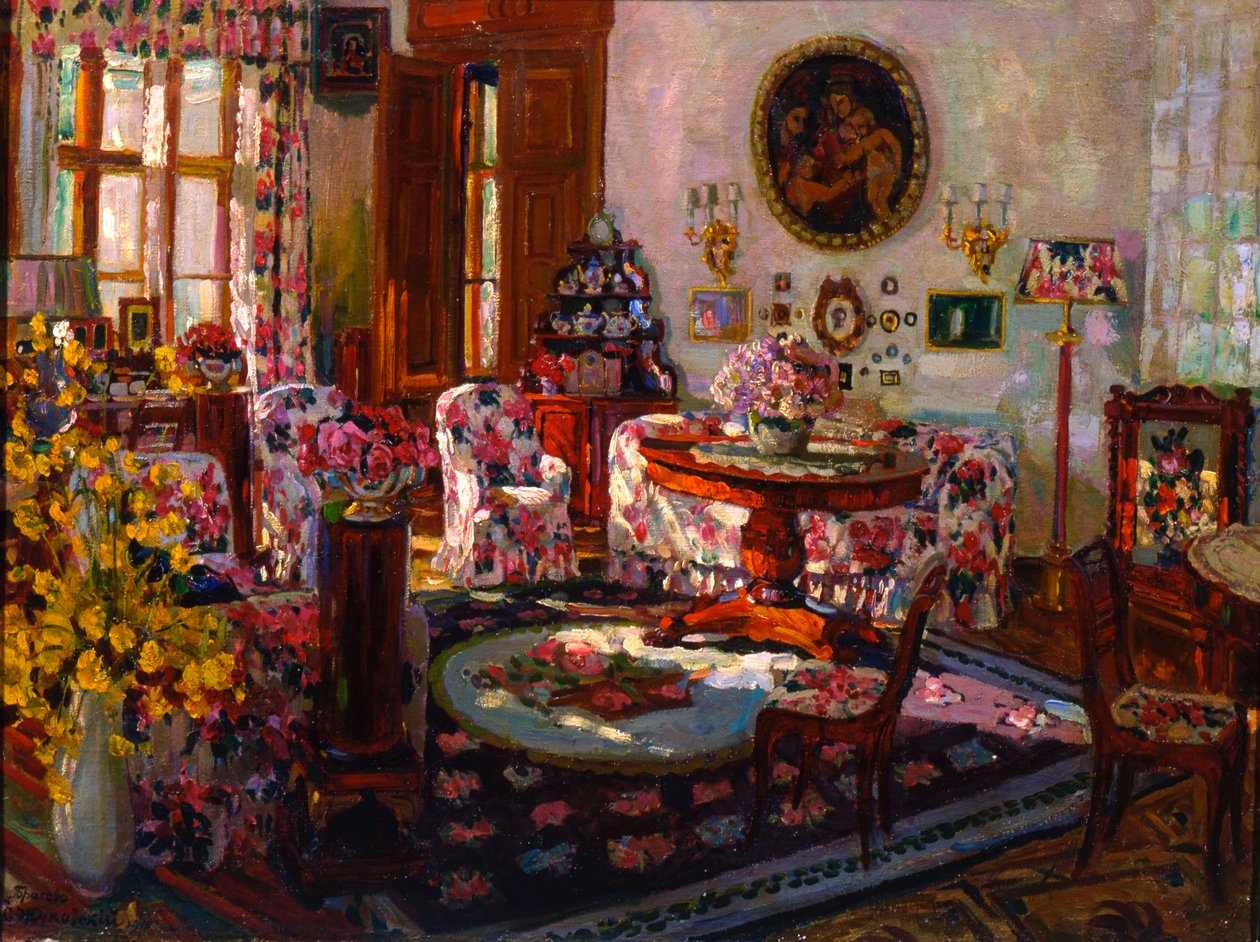 Interiør i herregården Brasovo, 1912. av Stanislav Julianovic Zukovskij