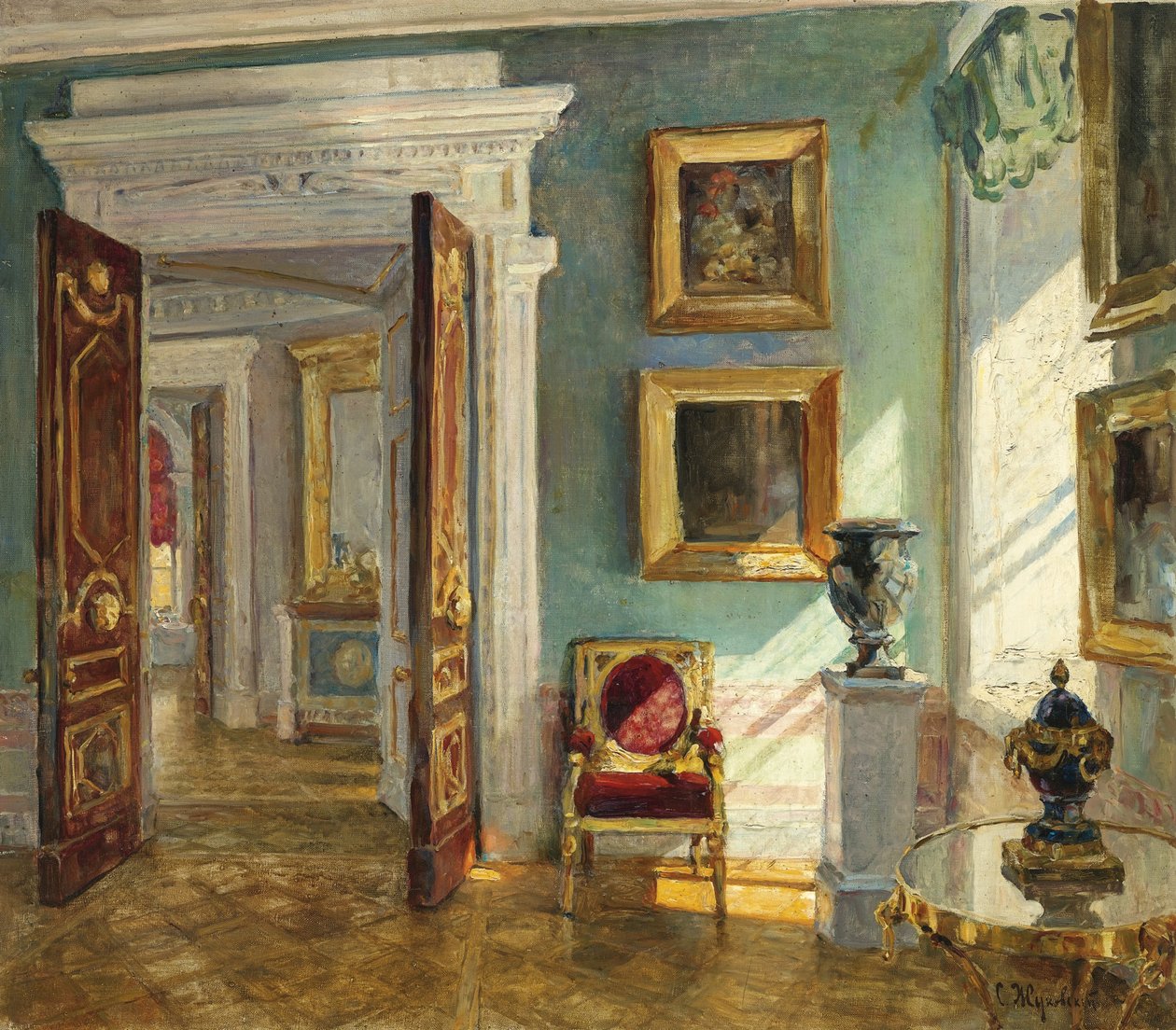 Interiør i bildegalleriet, Pavlovsk av Stanislav Julianovic Zukovskij
