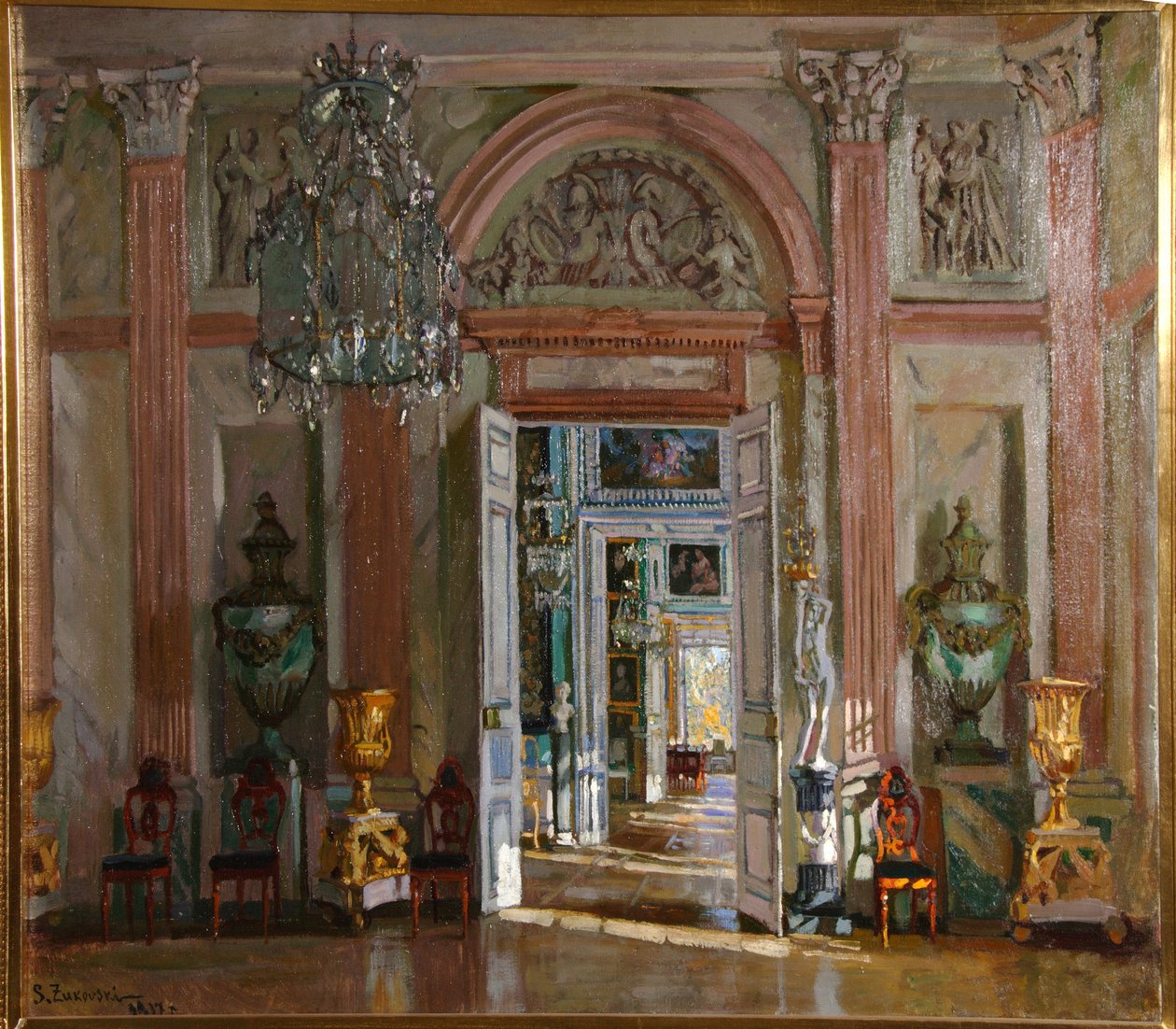 Den store vestibylen i Kuskovo-palasset, 1917 av Stanislav Julianovic Zukovskij