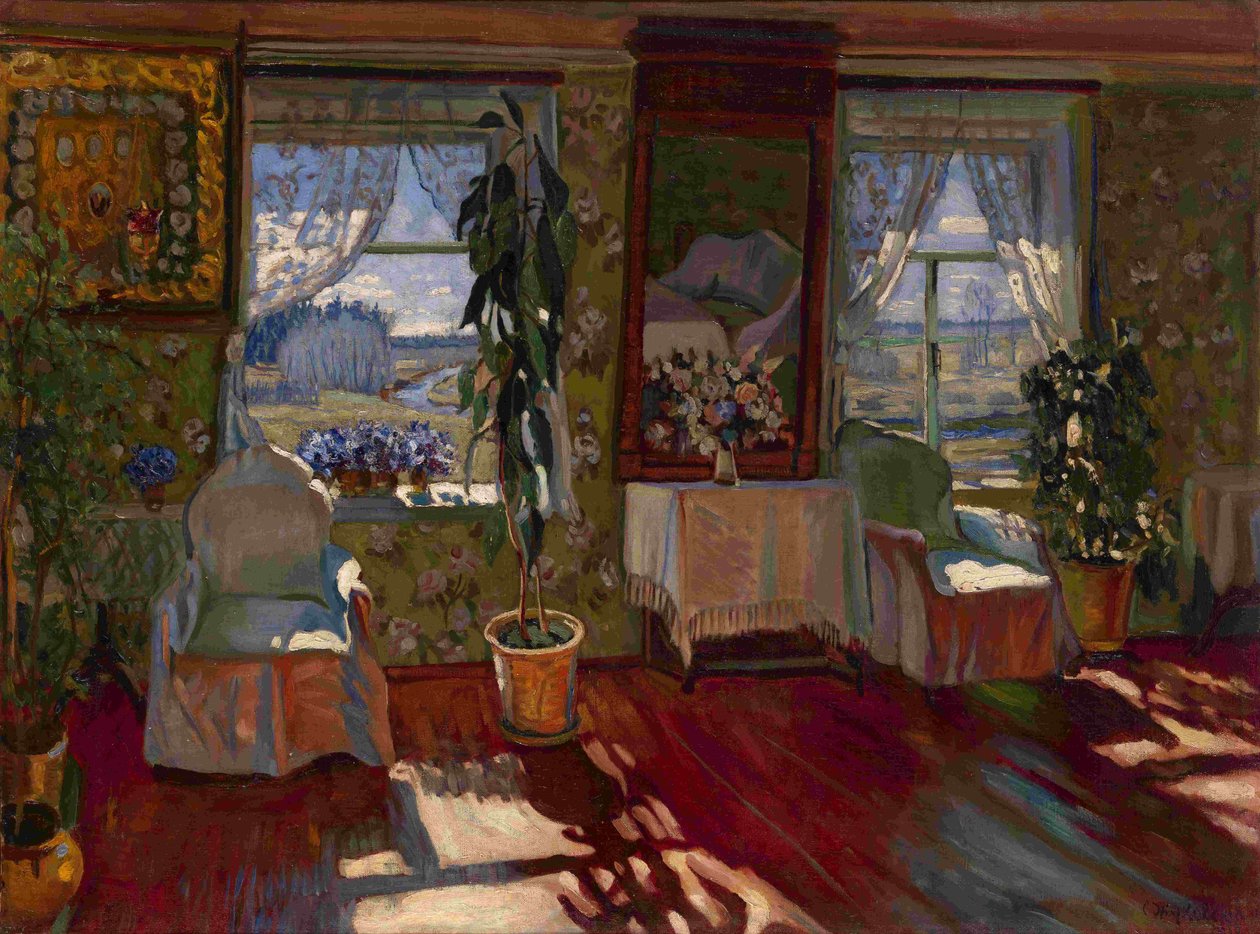 Interiør, 1917 av Stanislav Yulianovich Zhukovsky