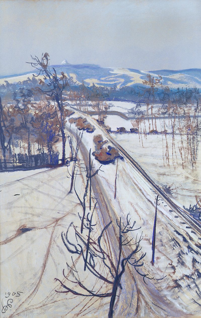 Vinterlandskap, 1905 (pastell på papir) av Stanislaw Wyspianski