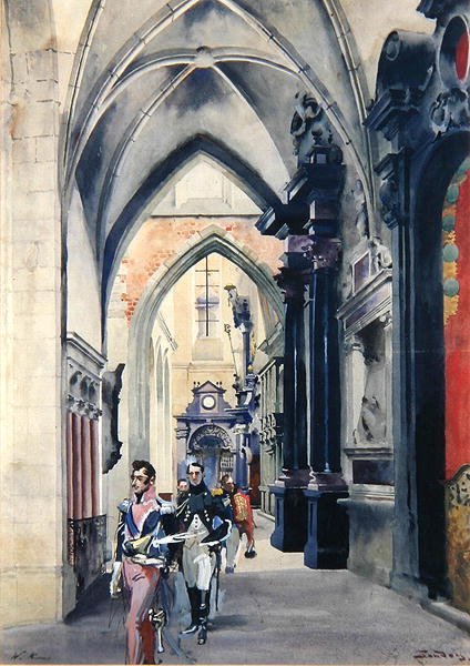 Interiør av katedralen på Wawel av Stanislaw and Kossak Wojciech Tondos