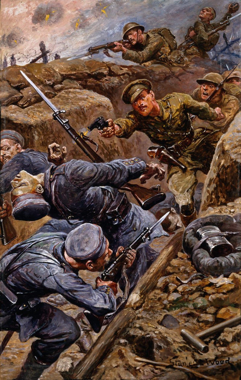 Kaptein Reginald James Young vant Militærkorset i slaget ved Somme, 1916 av Stanley L. Wood