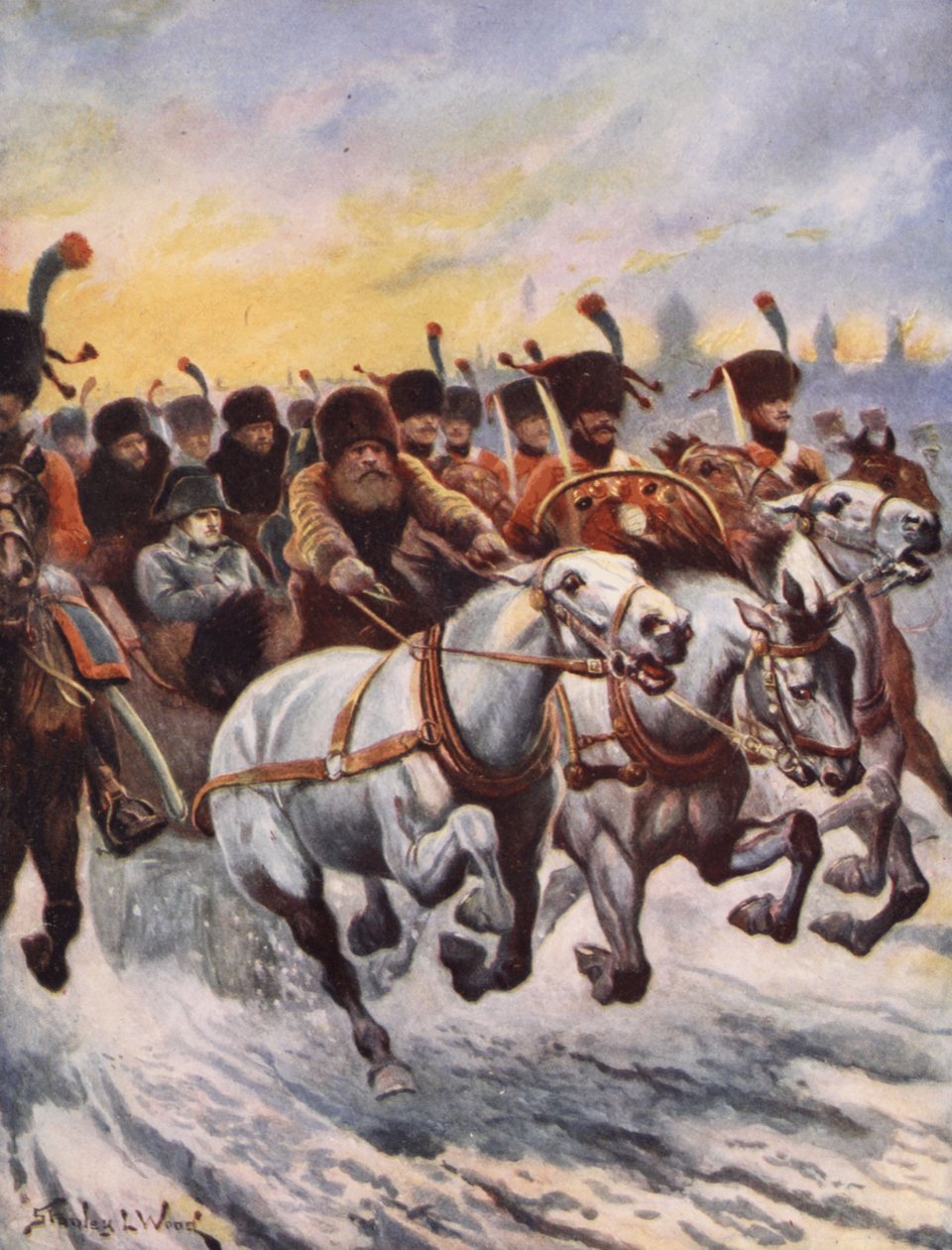 Napoleon ved retretten fra Moskva av Stanley L. Wood