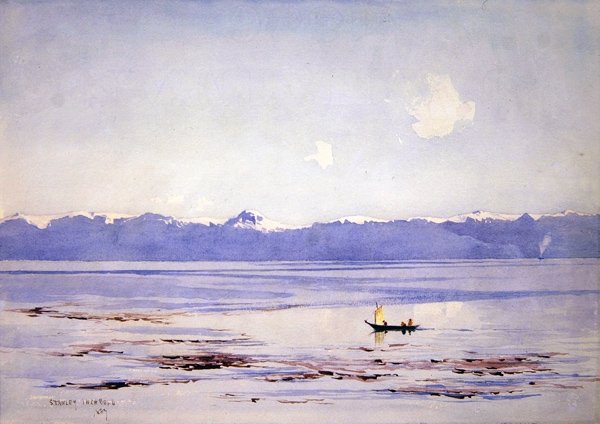 Hav og snødekte fjell av Stanley Inchbold
