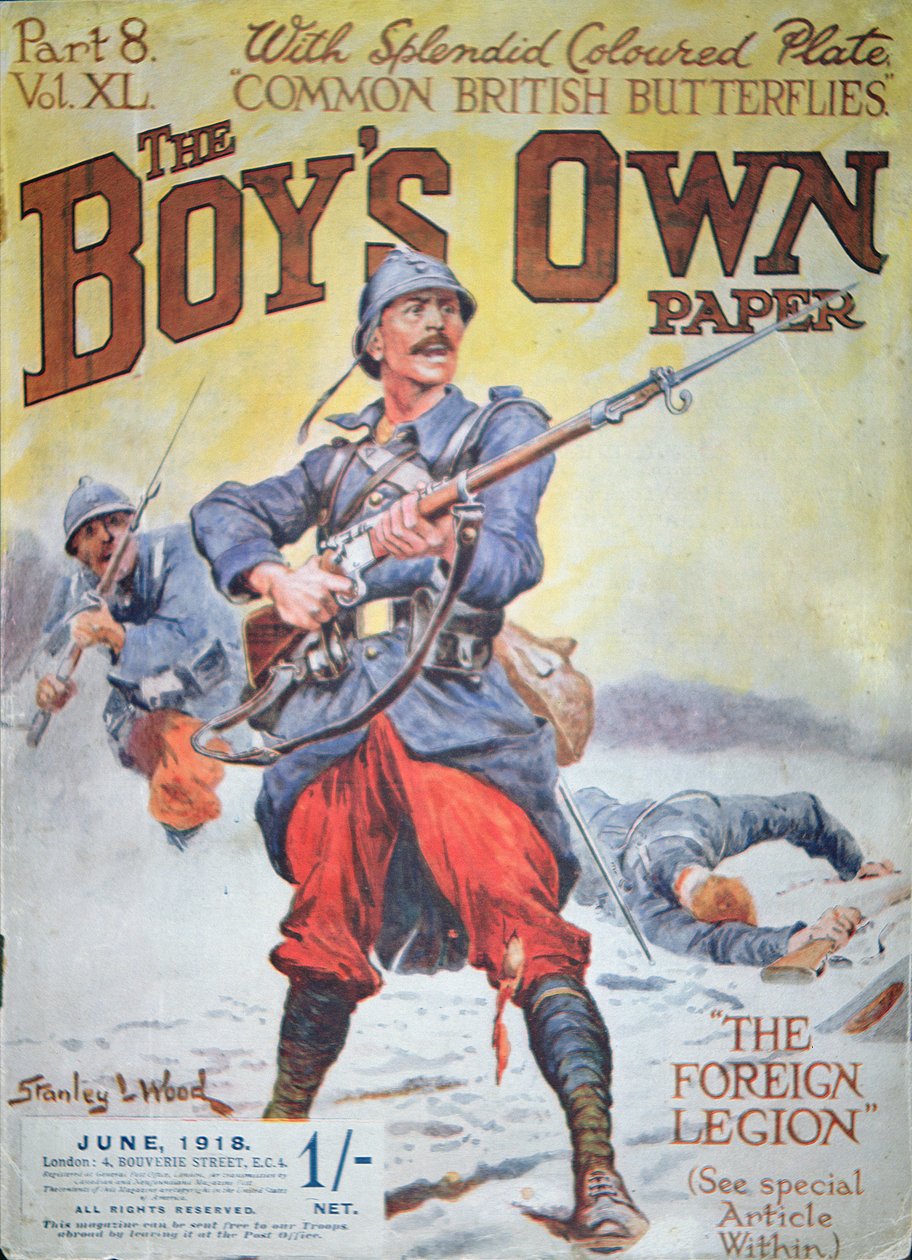French Foreign Legion i WWI, omslag til The Boy's Own Paper, juni 1918 (farge litho) av Stanley L. (after) Wood