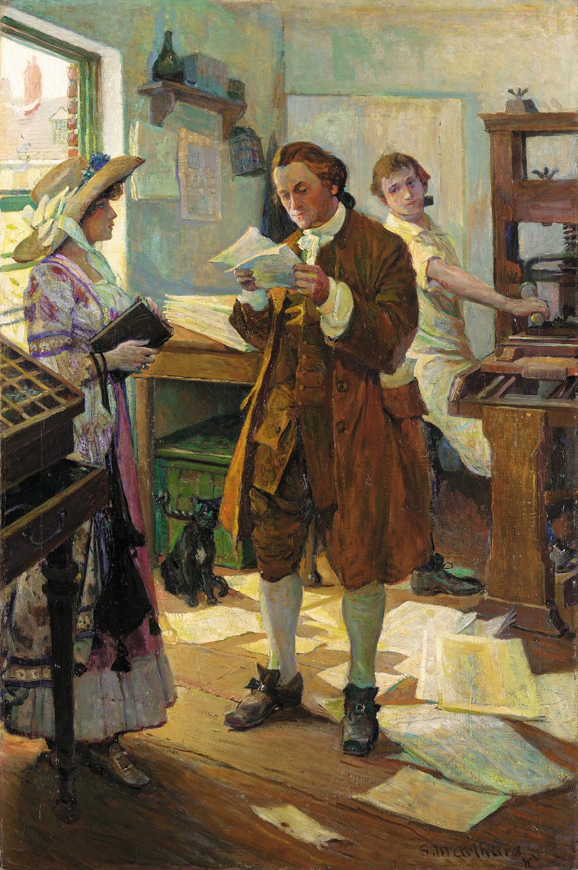 Franklin the Printer (olje på lerret) av Stanley Massey Arthurs