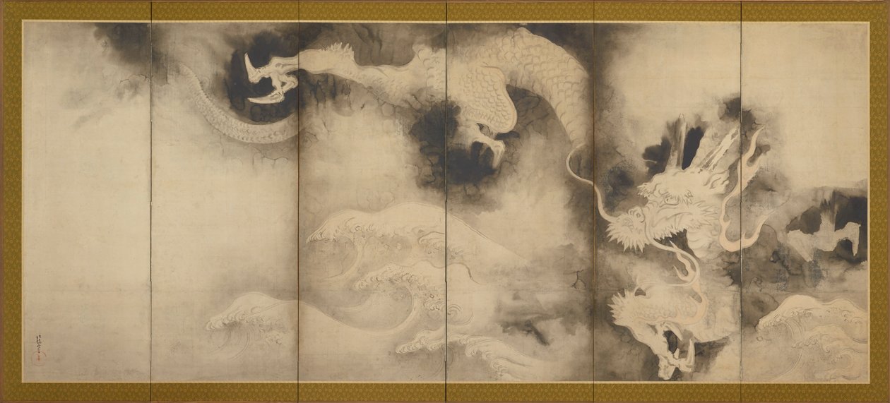 Drager og skyer, Momoyama eller Edo-perioden, 1590-1640. av Sôtatsu