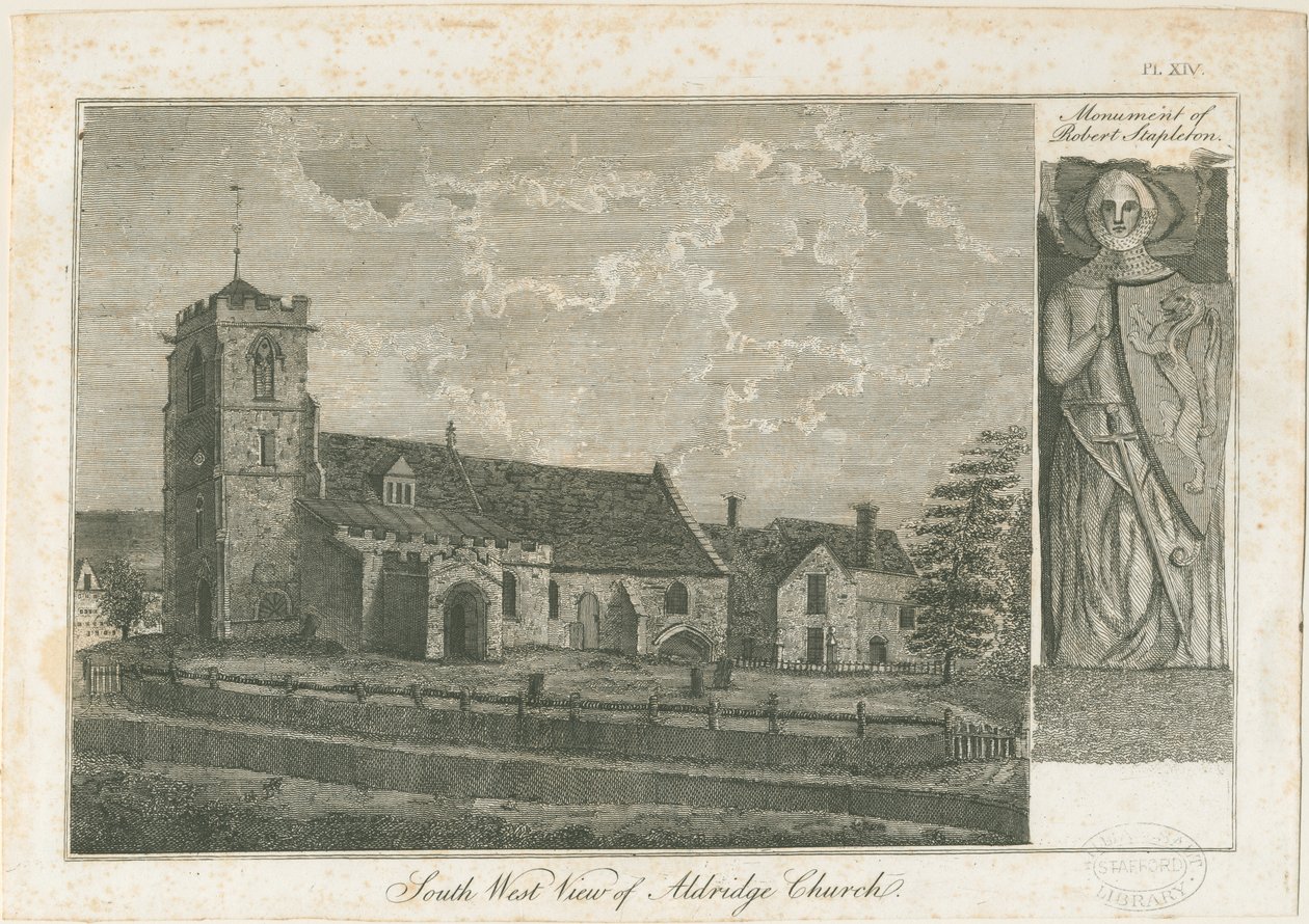 Aldridge Church: gravering, nd [1762-1802] av Stebbing Shaw