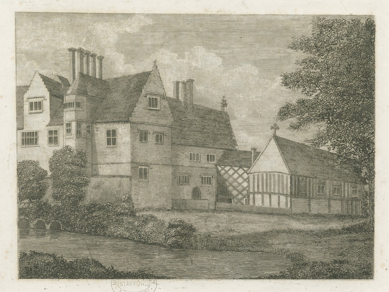 Brewood - Black Ladies Priory: gravering, og [?1700-tallet] (trykk) av Stebbing Shaw