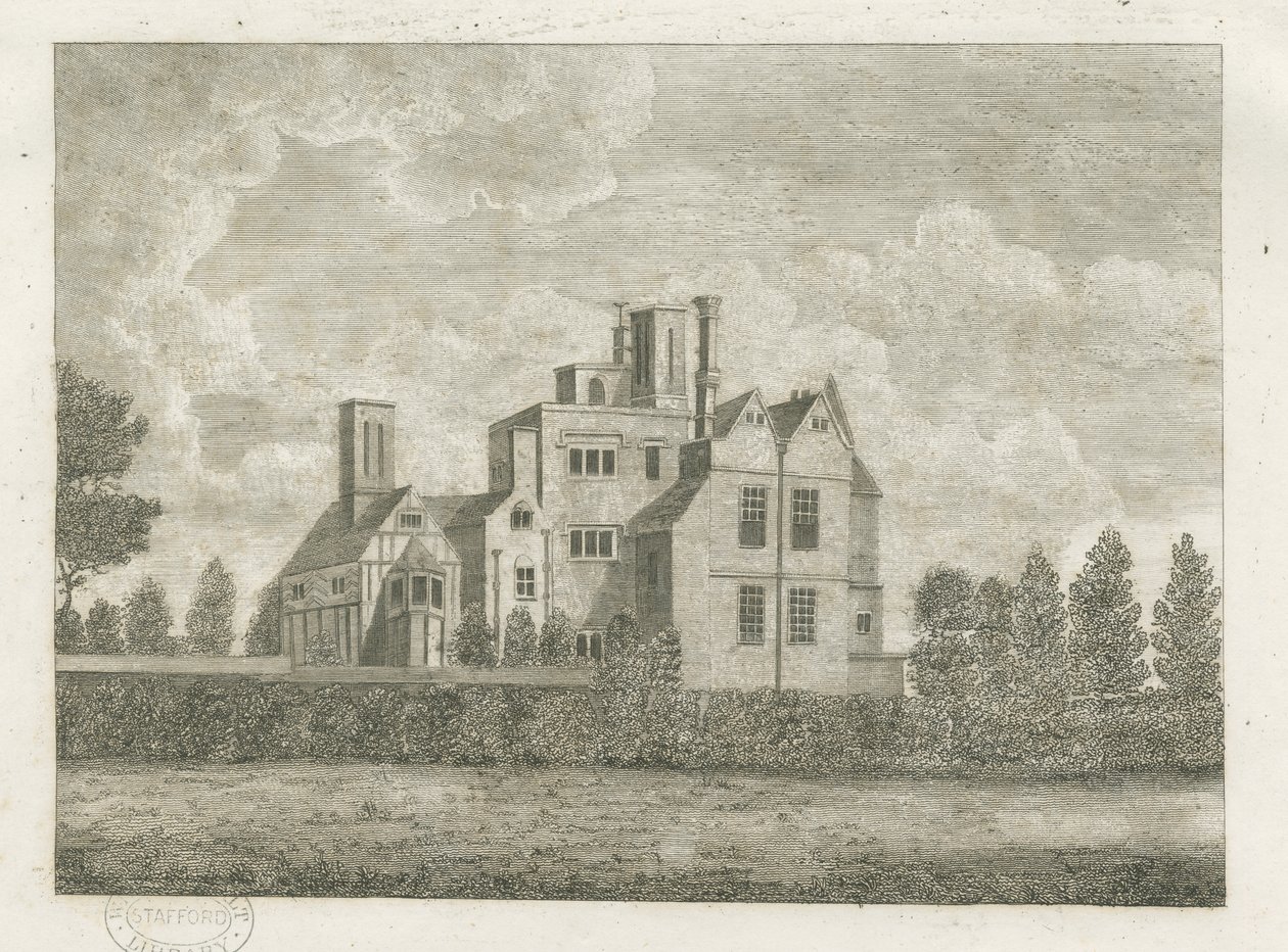 Brewood - Black Ladies Priory: gravering, og [?1700-tallet] (trykk) av Stebbing Shaw