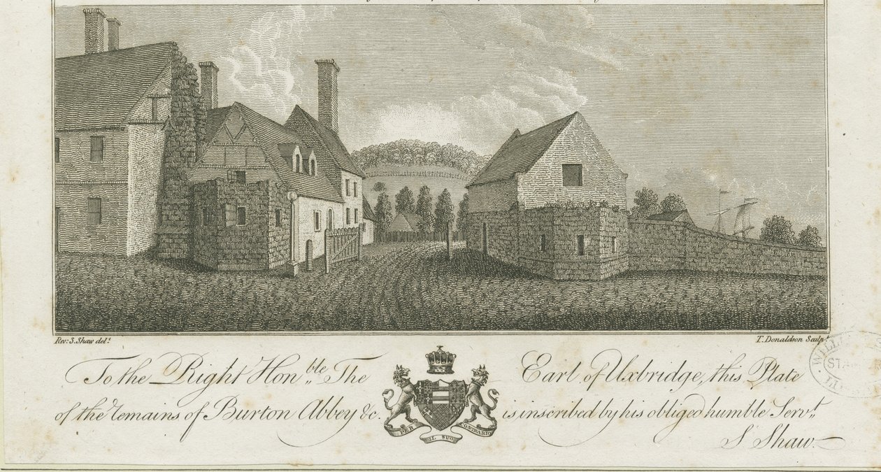 Burton-upon-Trent Abbey: gravering, nd [c1795] (trykk) av Stebbing Shaw