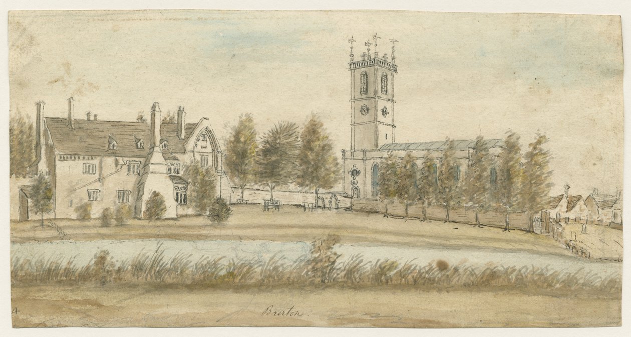 Burton-upon-Trent Abbey: akvarellmaleri, og [c 1795] (maleri) av Stebbing Shaw