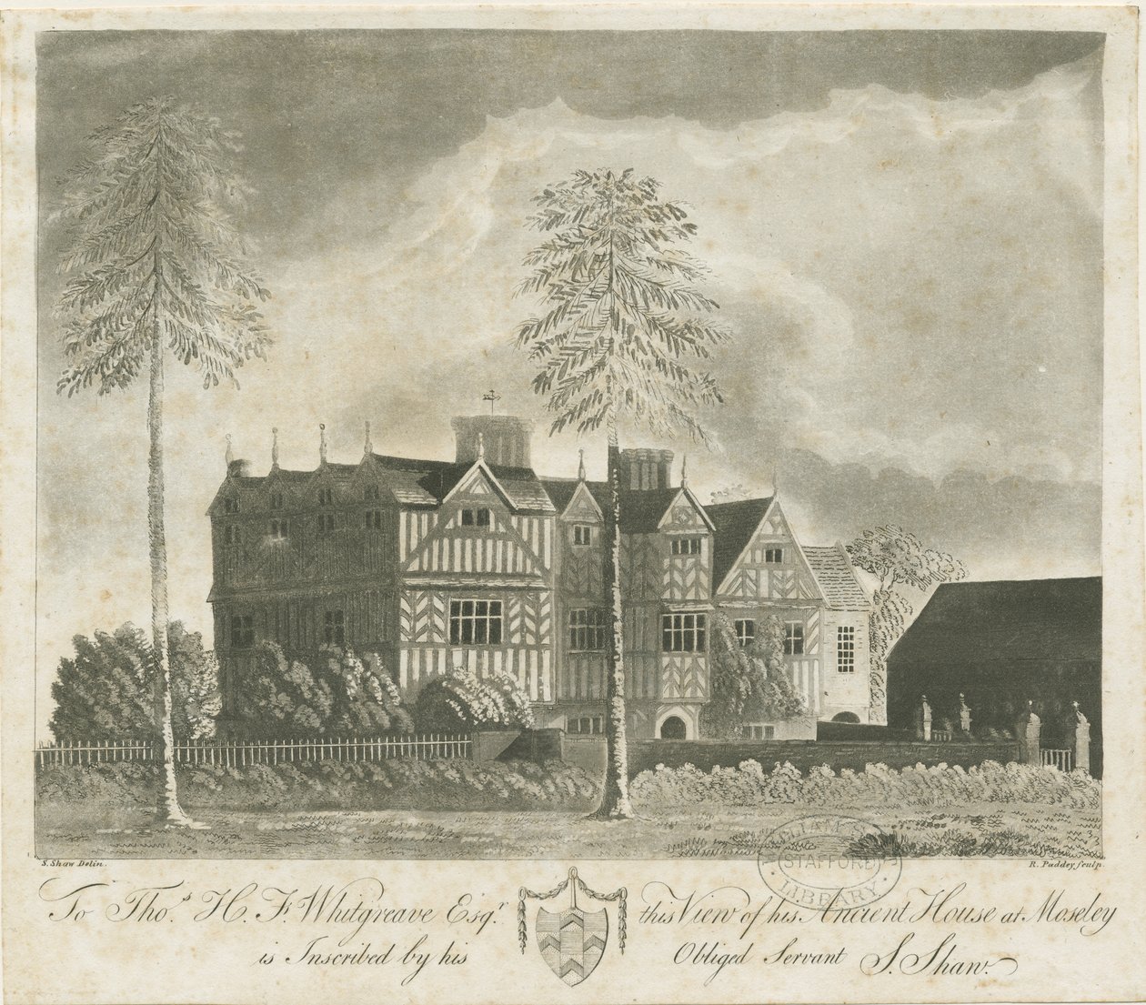 Bushbury - Moseley Old Hall: akvatintgravering, og [1700-tallet] av Stebbing Shaw
