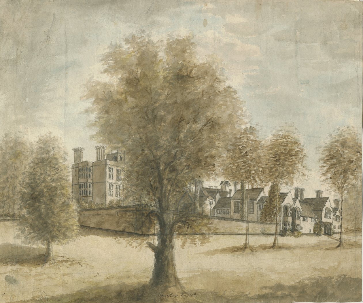 Drayton Bassett - "Drayton Manor": vannfargemaleri, nd [1789-1793] av Stebbing Shaw