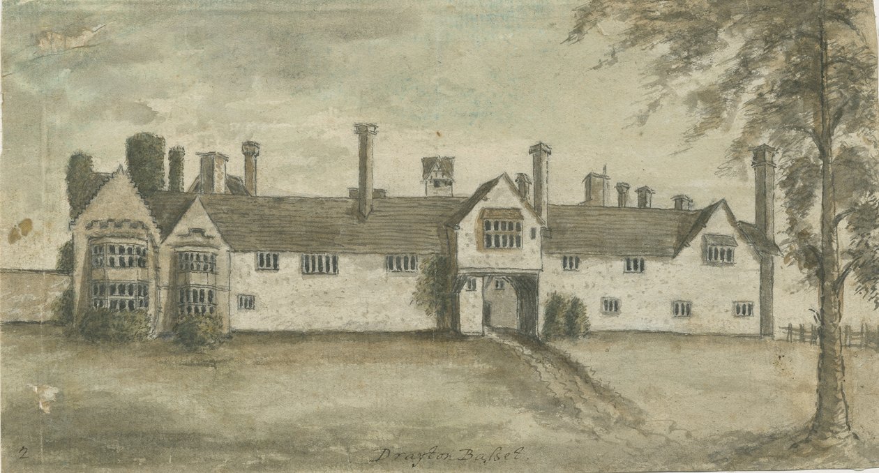 Drayton Bassett - "Drayton Manor": vannfargemaleri, nd [1789] av Stebbing Shaw