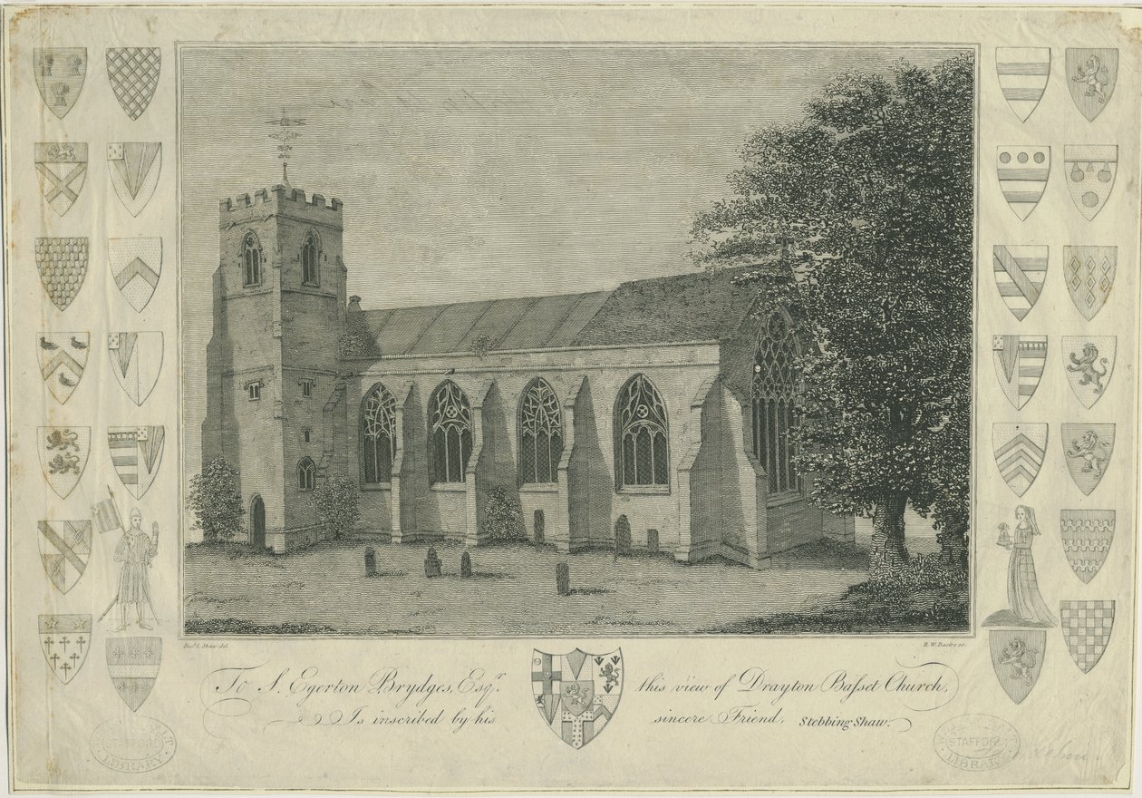 Drayton Bassett Church: gravering, nd [1762-1802] (trykk) av Stebbing Shaw