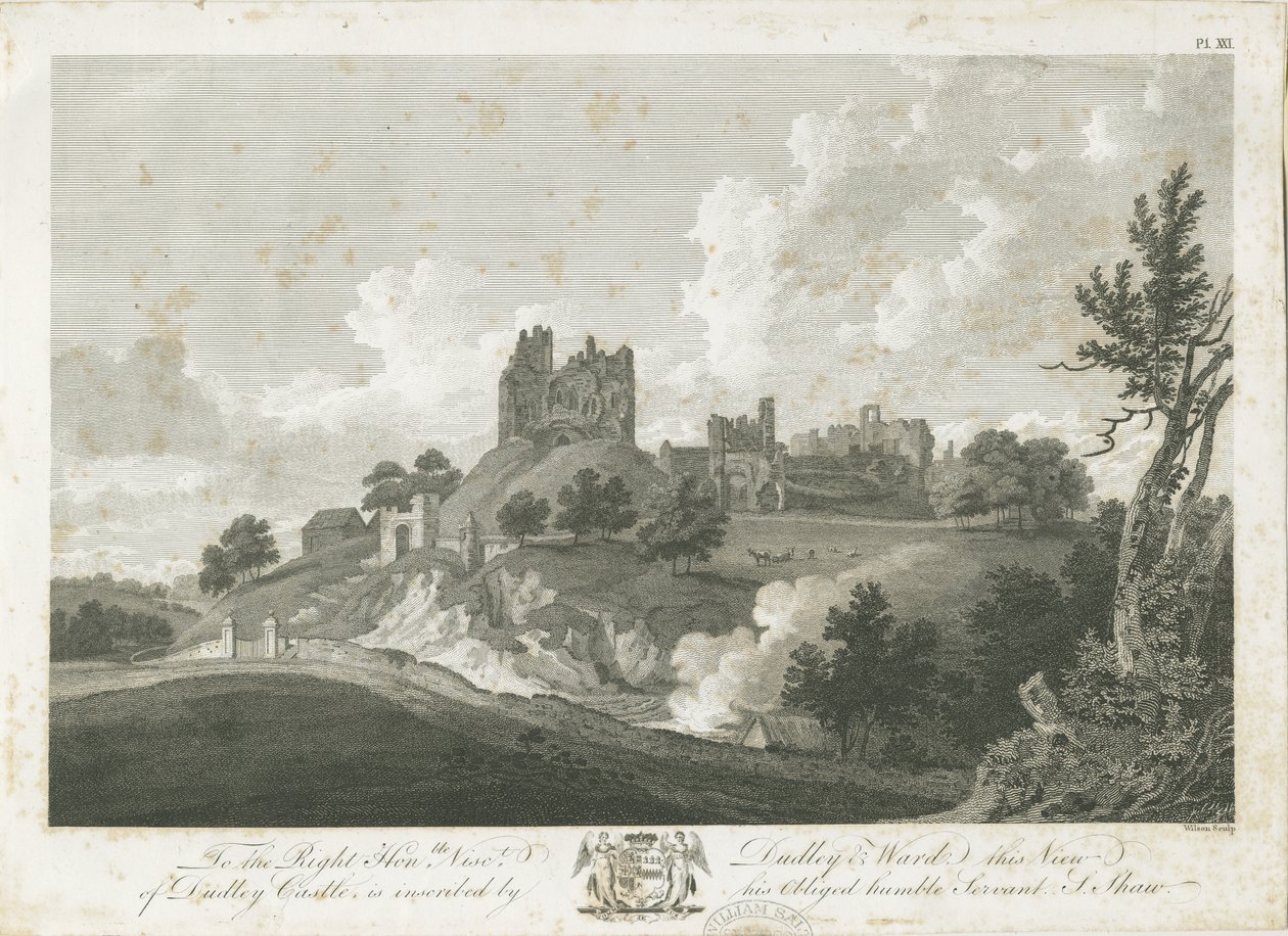 Dudley Castle: gravering, nd [1762-1802] (trykk) av Stebbing Shaw