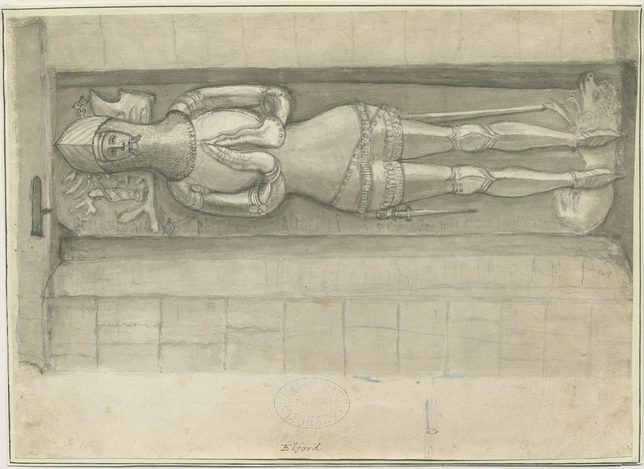 Elford Church: sepia-tegning, nd [1762-1802] (tegning) av Stebbing Shaw