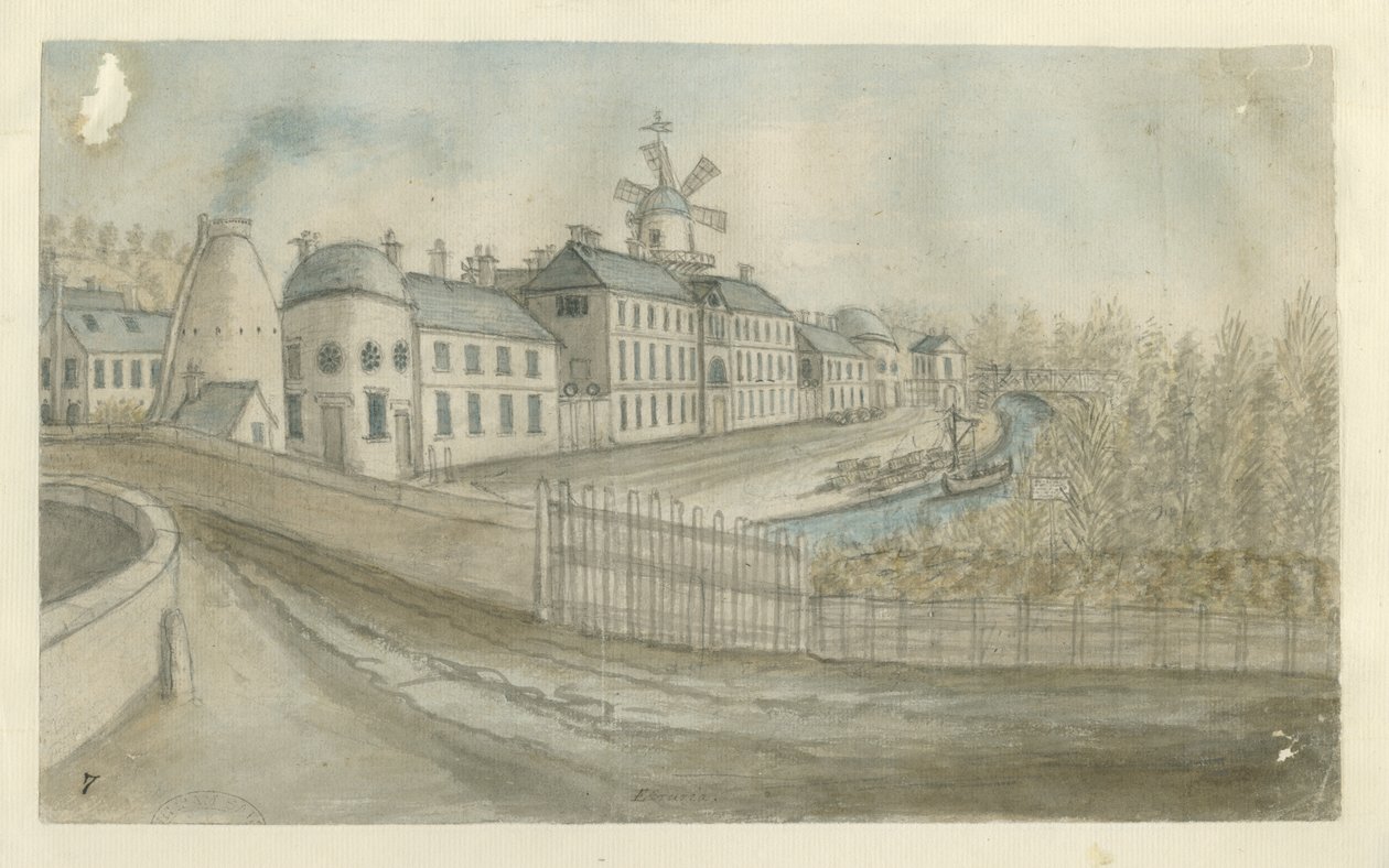Etruria - Fabrikk: vannfargemaleri, nd [1762-1802] av Stebbing Shaw