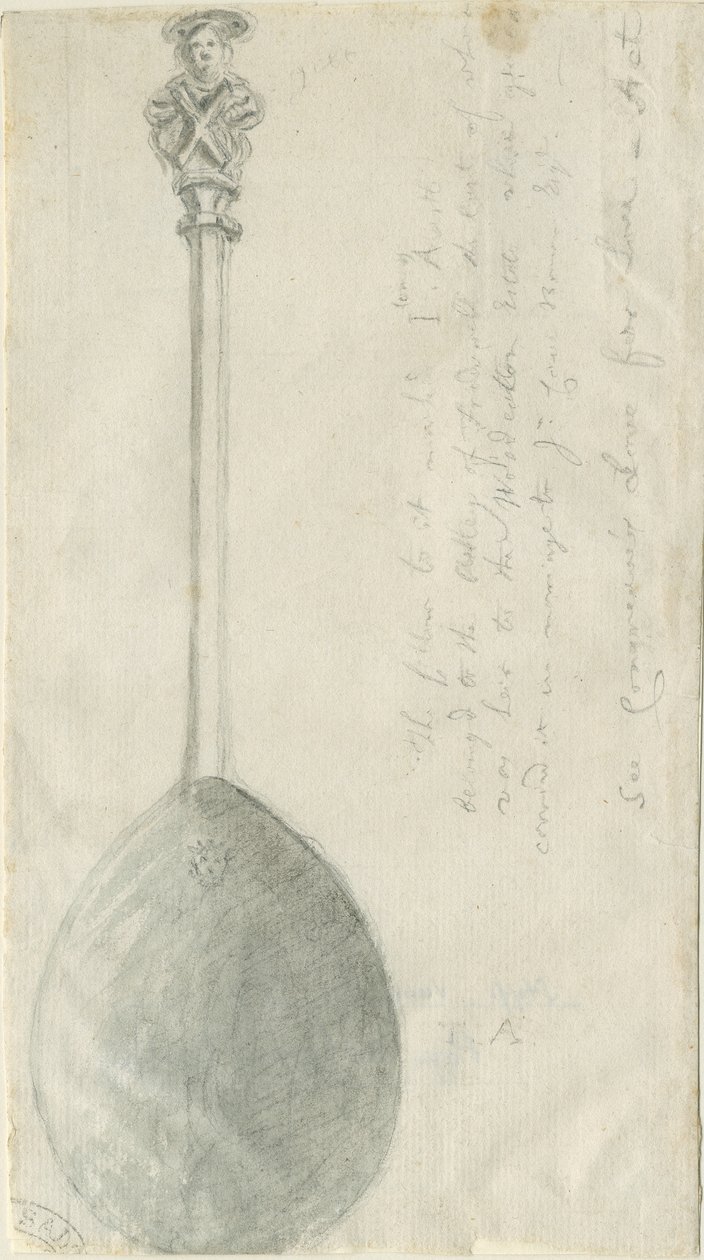 Fradswell - Apostle Spoon: blyant- og vasketegning, nd [?18th cent] (tegning) av Stebbing Shaw