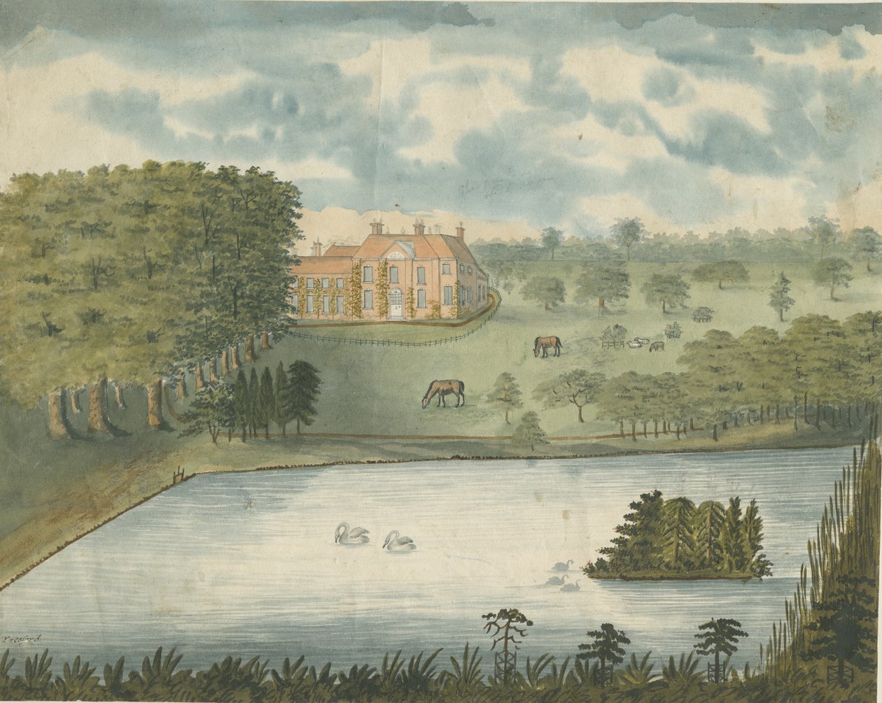 Freeford Hall: vannfargemaleri, nd [1762-1802] av Stebbing Shaw