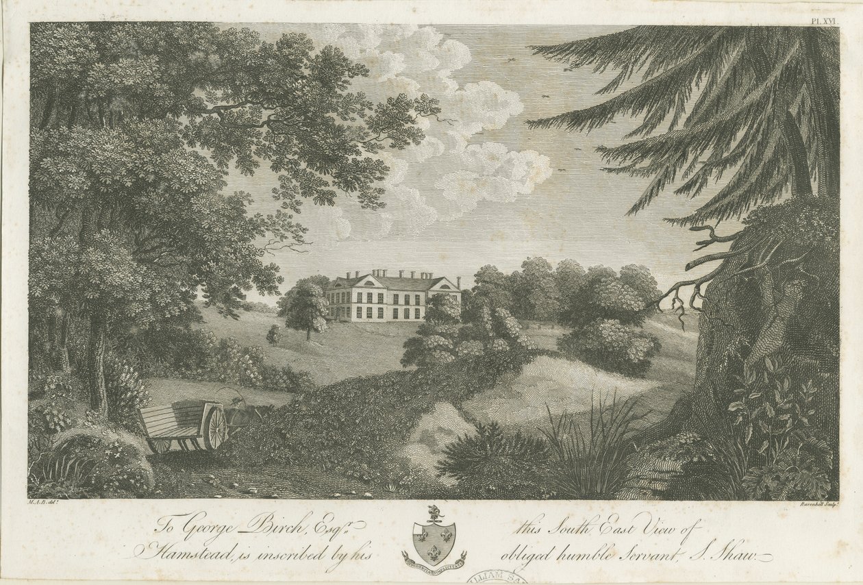 Hamstead Hall: gravering, nd [1762-1802] (trykk) av Stebbing Shaw