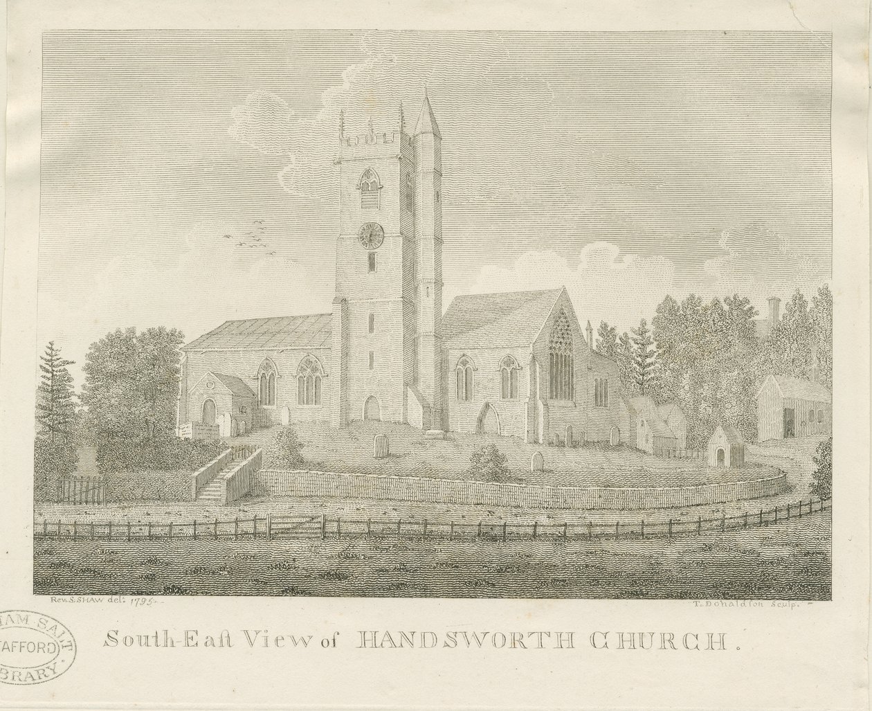 Handsworth Church: gravering av Stebbing Shaw
