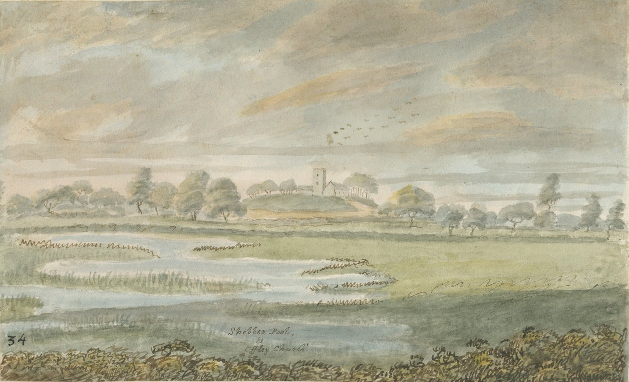 High Offley Church: vannfargemaleri, nd [1762-1802] av Stebbing Shaw