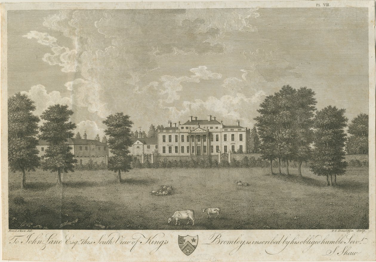Kings Bromley Hall: gravering, [17]96 (trykk) av Stebbing Shaw