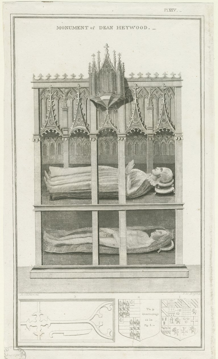 Lichfield Cathedral - Monument til Dean Heywood: gravering, nd [1762-1798] (trykk) av Stebbing Shaw