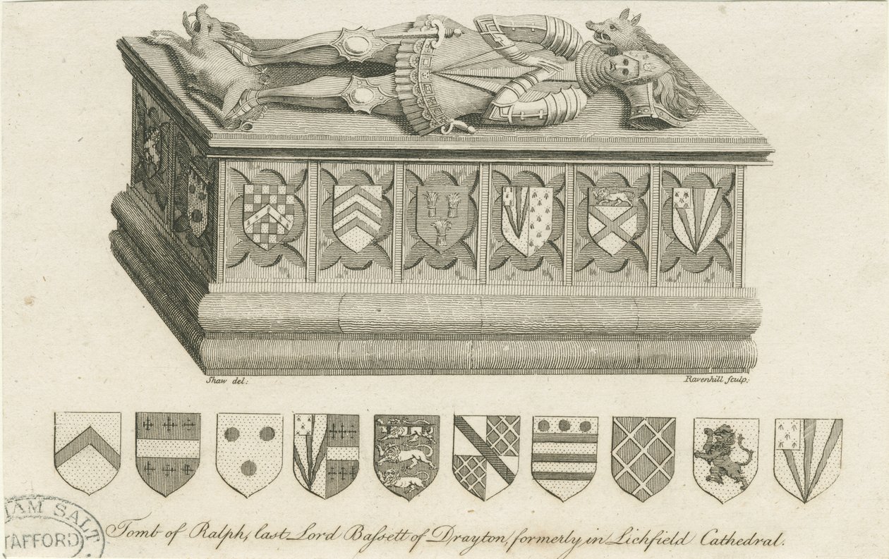 Lichfield Cathedral - Tomb of Lord Bassett: gravering, og [c 1791] (trykk) av Stebbing Shaw