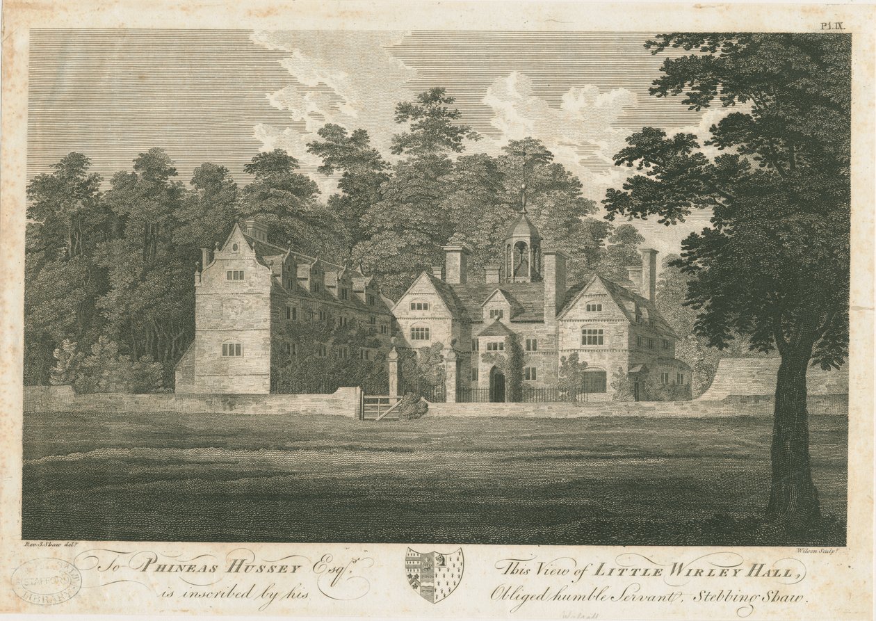 Norton Canes - Little Wyrley Hall: gravering, nd [1762-1802] (trykk) av Stebbing Shaw