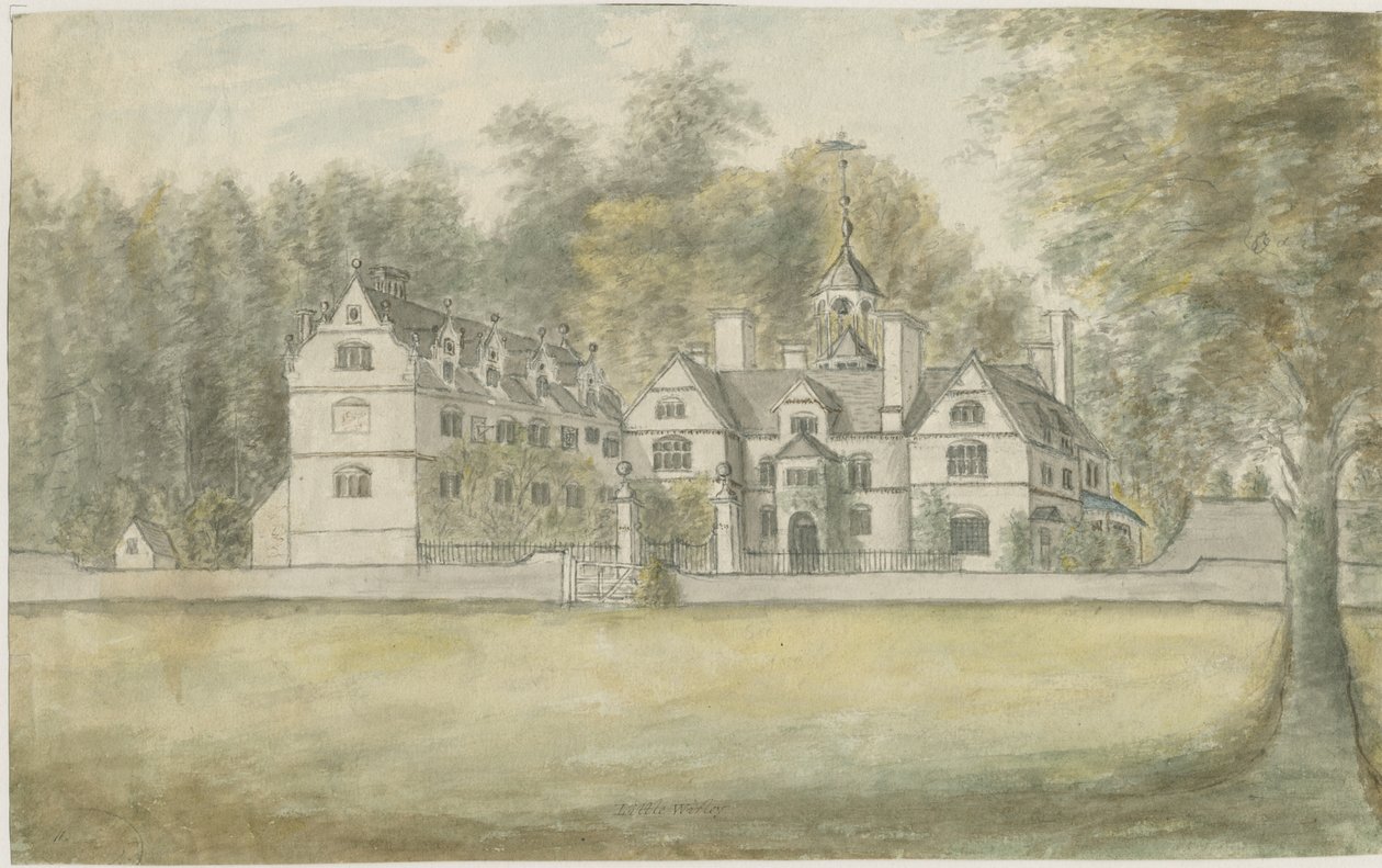 Norton Canes - Little Wyrley Hall: vannfargemaleri, nd [1762-1802] av Stebbing Shaw