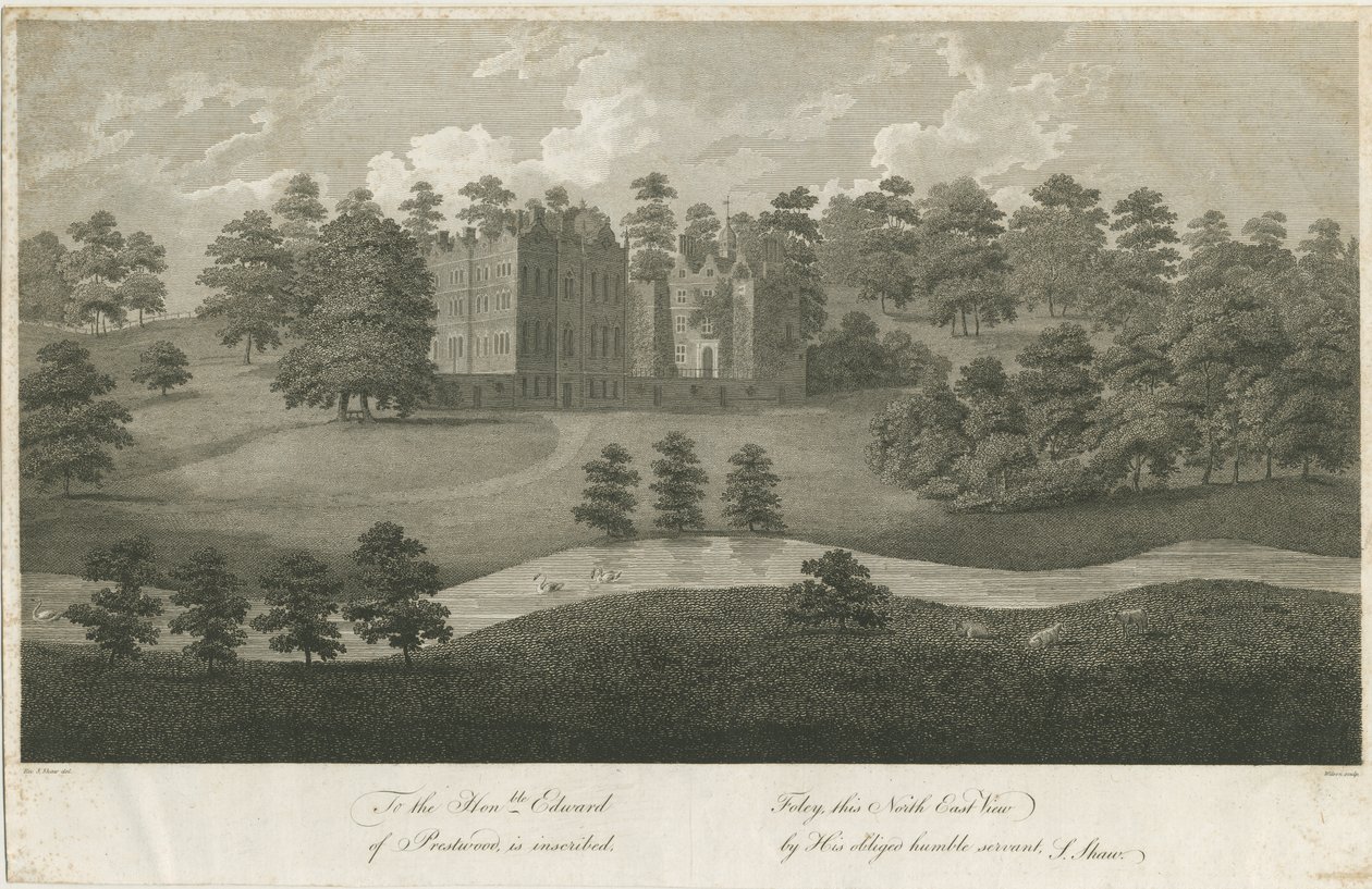 Prestwood Hall: gravering, nd [1762-1802] (trykk) av Stebbing Shaw