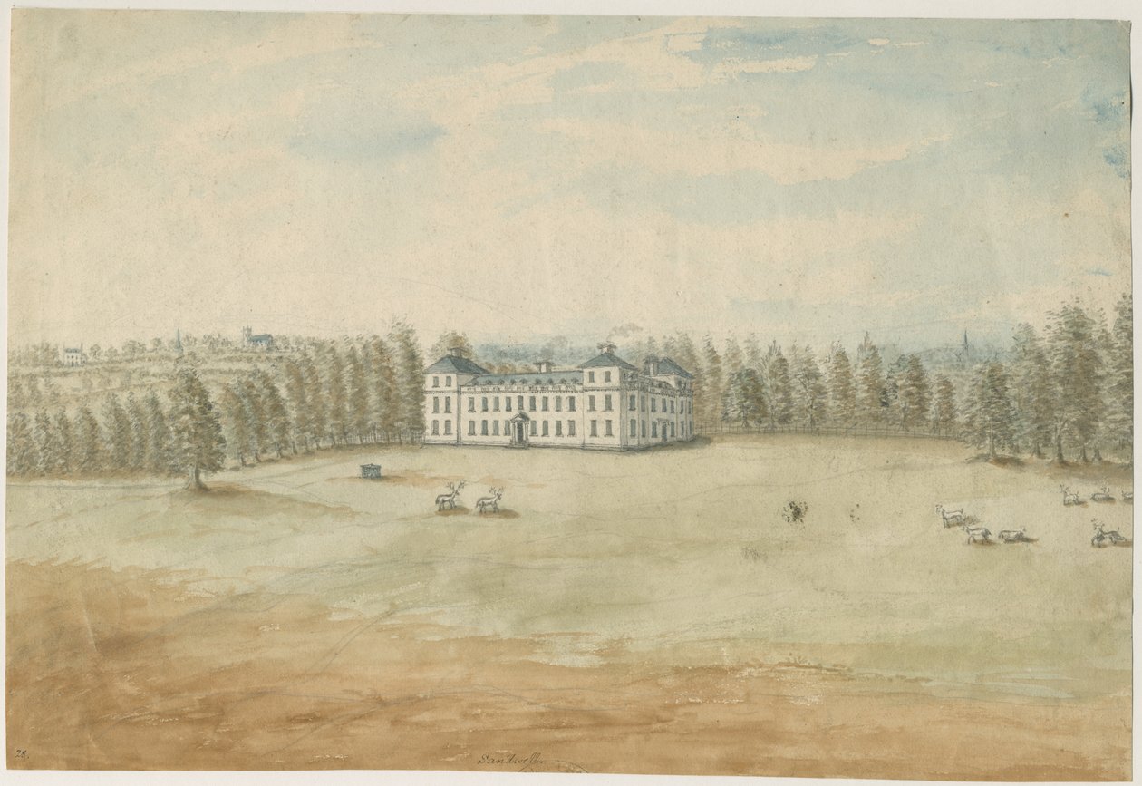 Sandwell Park - Hall: vannfargemaleri, nd [1762-1798] av Stebbing Shaw