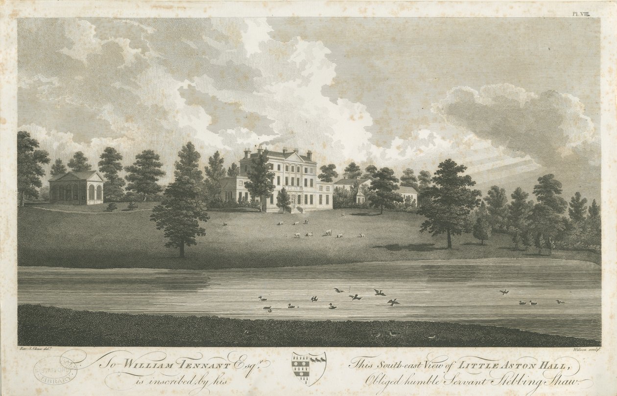 Shenstone - Little Aston Hall: gravering, nd [1762-1798] (trykk) av Stebbing Shaw
