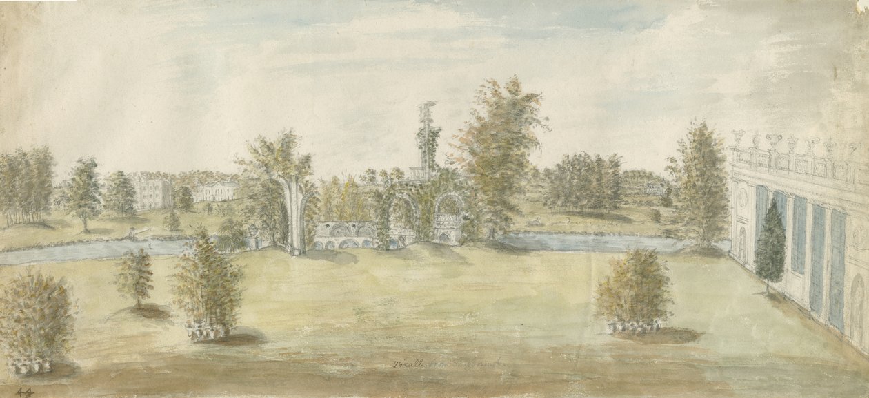 Shugborough - "Athensk" arkitektur: vannfargemaleri, nd [1762-1802] av Stebbing Shaw