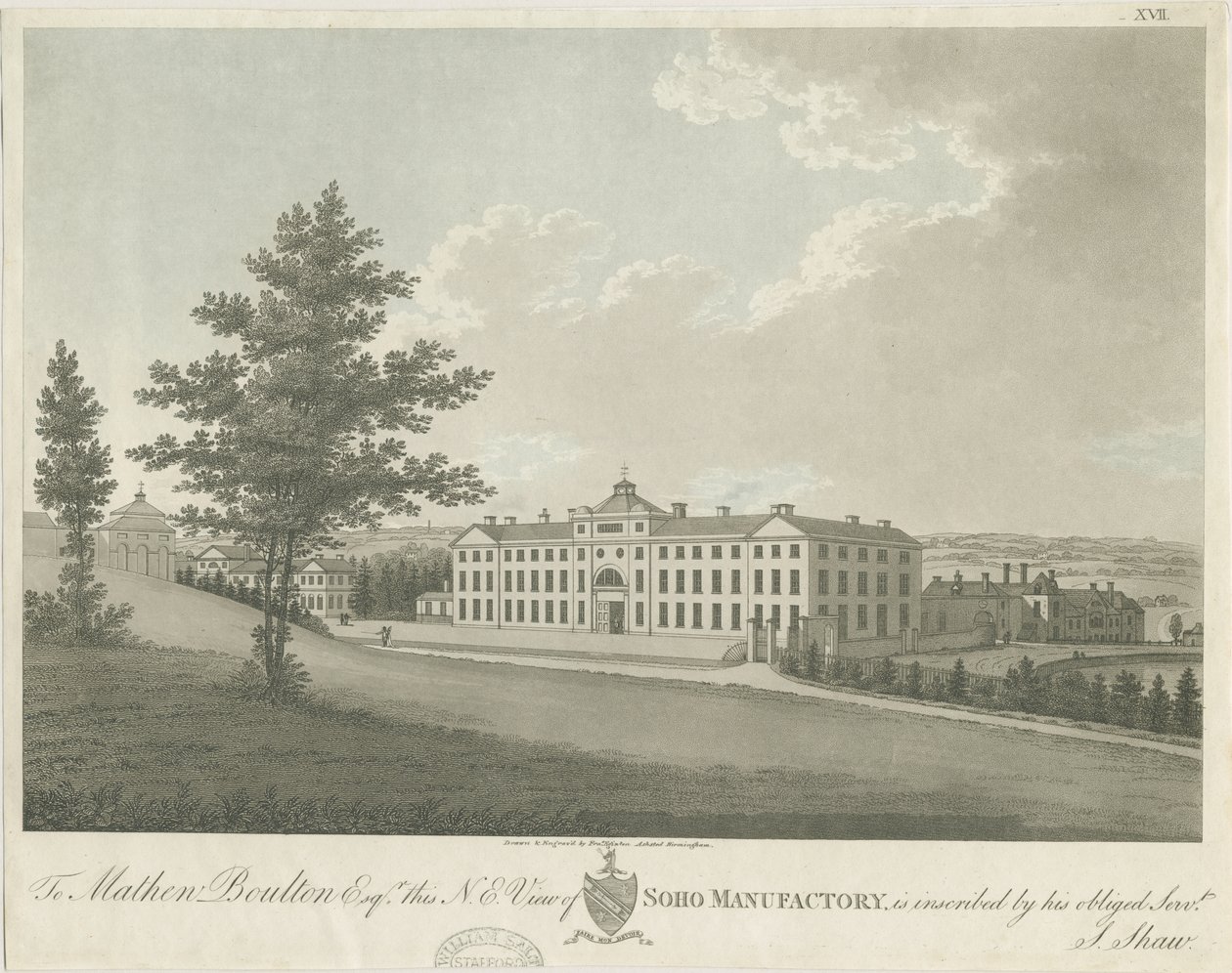 Soho Manufactory: farget akvatintgravering, nd [c 1798] (trykk) av Stebbing Shaw