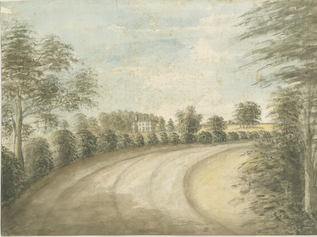 Statfold Hall: akvarellmaleri, nd [1762-1802] av Stebbing Shaw