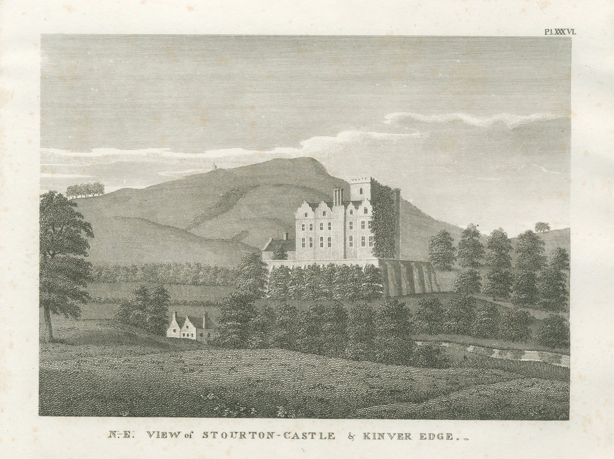 Stourton Castle og Kinver Edge: gravering, nd [1799] (trykk) av Stebbing Shaw
