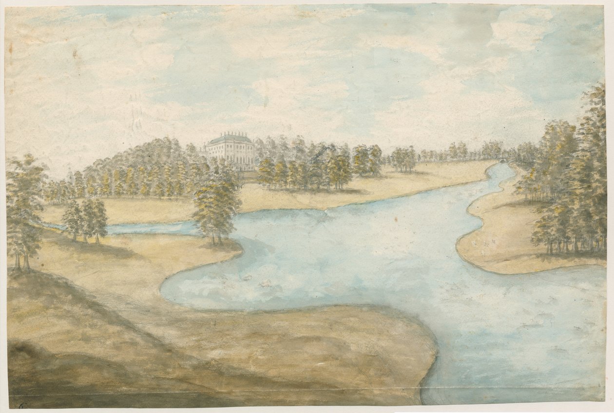 Teddesley Hall: vannfargemaleri, nd [1762-1802] av Stebbing Shaw