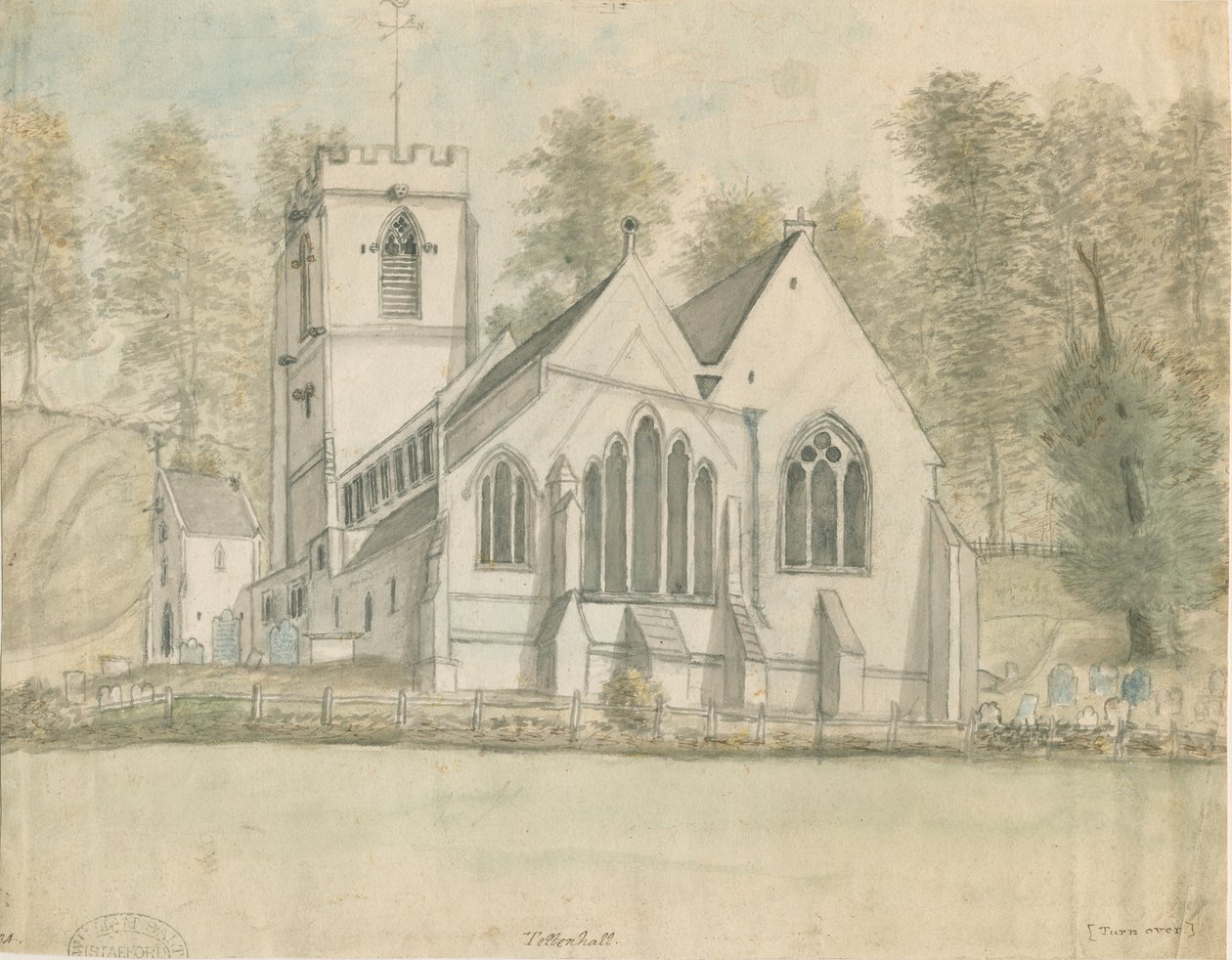 Tettenhall Church: akvarellmaleri, ndc 1794] av Stebbing Shaw