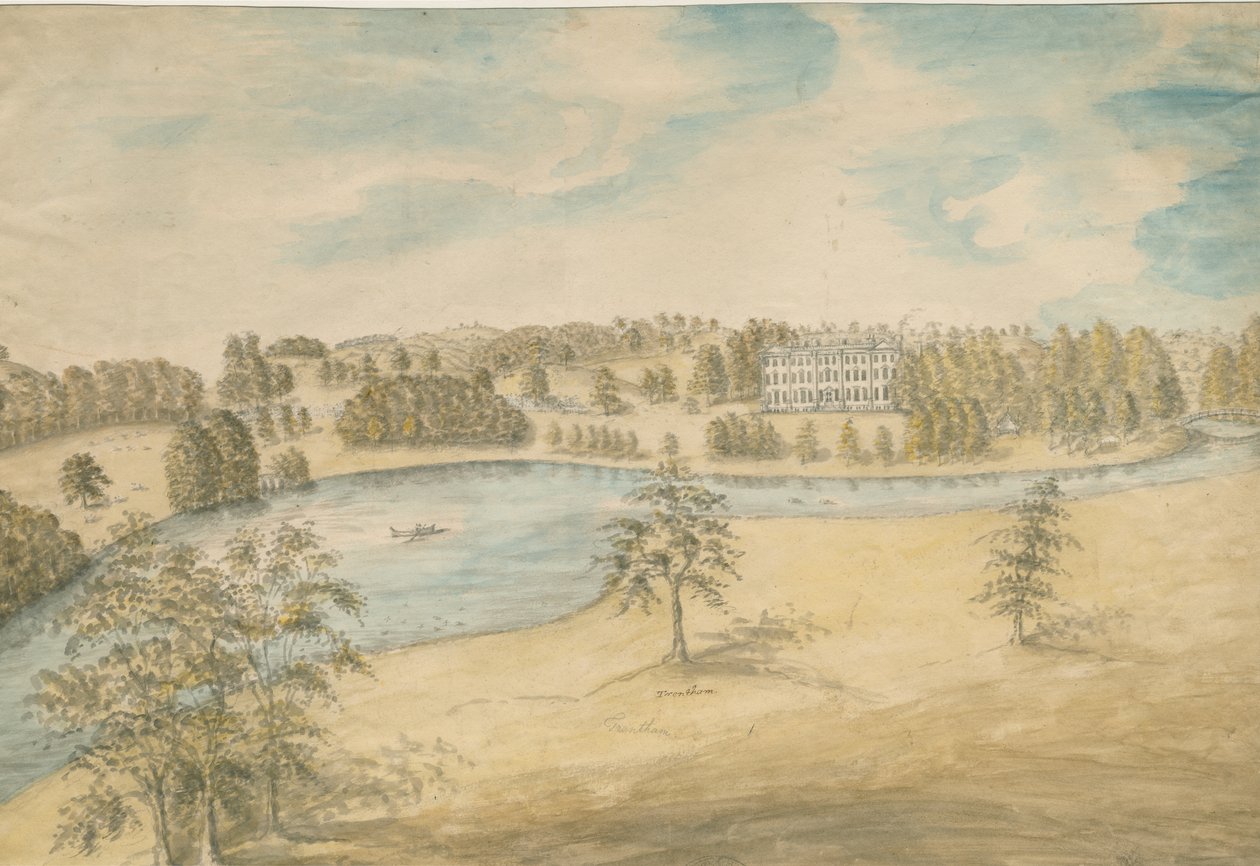 Trentham Hall: vannfargemaleri, nd [c 1794] (maleri) av Stebbing Shaw