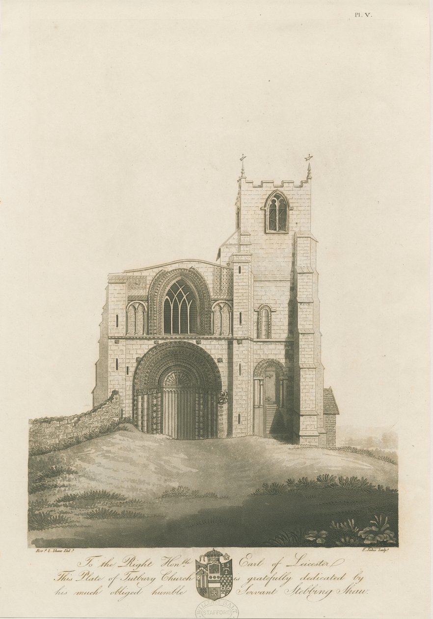 Tutbury Priory Church: akvatintgravering, nd [c 1798] (trykk) av Stebbing Shaw