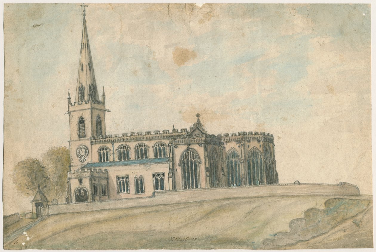 Wednesbury Church: vannfargemaleri, nd [1762-1802] av Stebbing Shaw