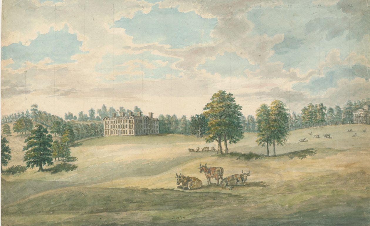 Weston-under-Lizard - Hall: vannfargemaleri, nd [1762-1802] av Stebbing Shaw