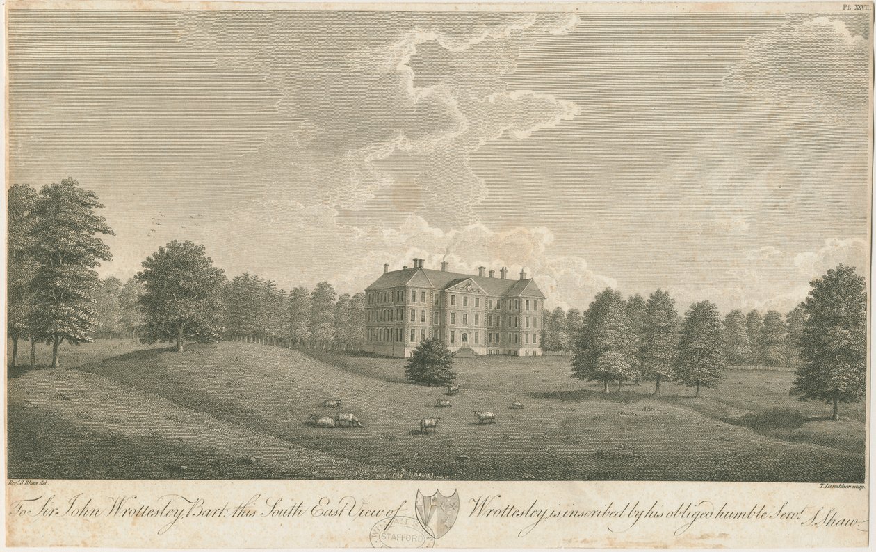 Wrottesley Hall: gravering, nd [c 1798] (trykk) av Stebbing Shaw